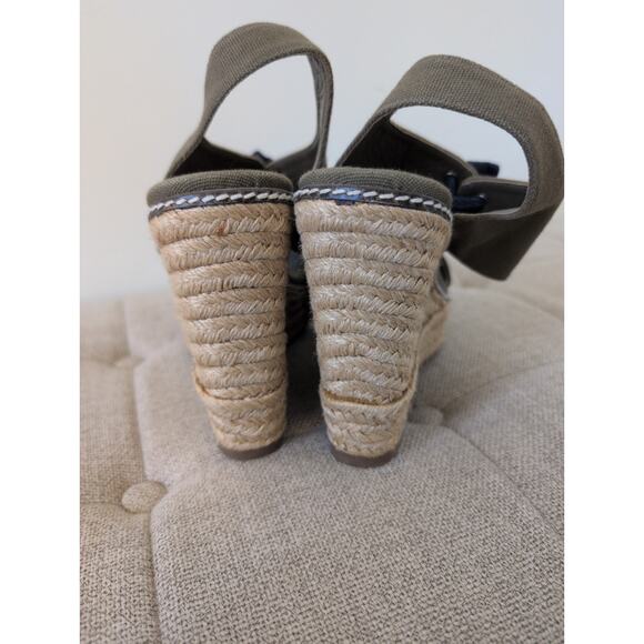 Tory Burch Army Green Canvas Espadrille Wedges size 9 - Picture 4 of 8